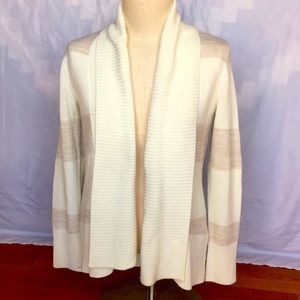 Striped Cream and White Sweater with elbow pads